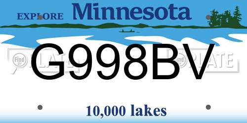 G998BV Minnesota License Plate