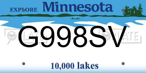 G998SV Minnesota License Plate