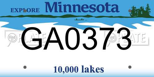 GA0373 Minnesota License Plate