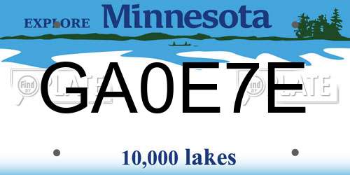 GA0E7E Minnesota License Plate