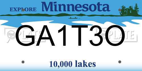 GA1T3O Minnesota License Plate