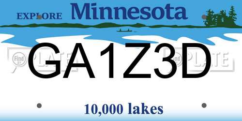 GA1Z3D Minnesota License Plate