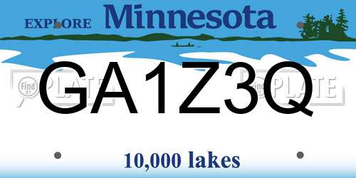 GA1Z3Q Minnesota License Plate
