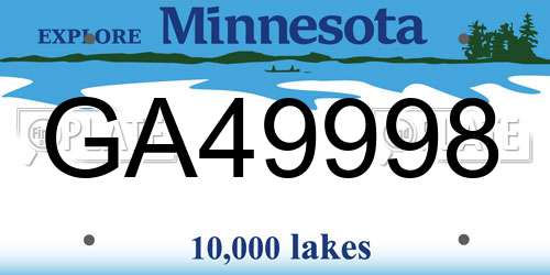 GA49998 Minnesota License Plate