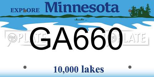 GA660 Minnesota License Plate
