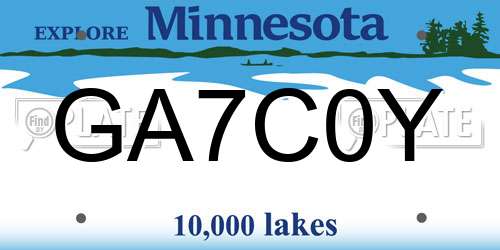 GA7C0Y Minnesota License Plate