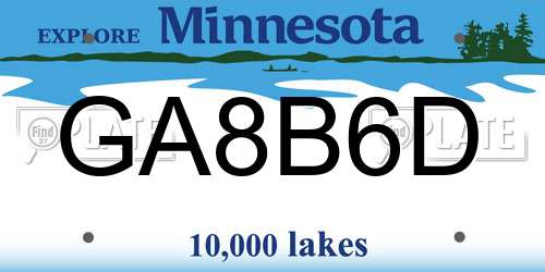 GA8B6D Minnesota License Plate