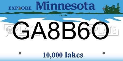GA8B6O Minnesota License Plate