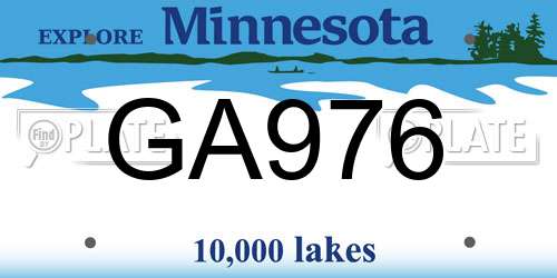 GA976 Minnesota License Plate