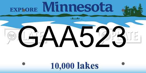 GAA523 Minnesota License Plate
