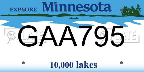 GAA795 Minnesota License Plate