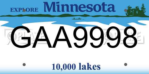 GAA9998 Minnesota License Plate