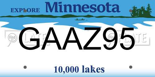 GAAZ95 Minnesota License Plate