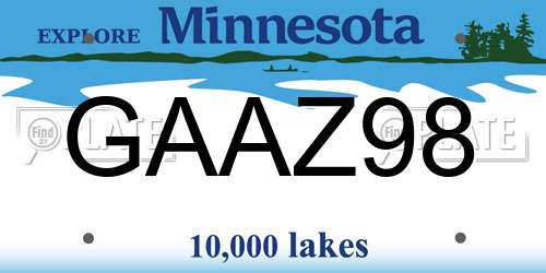 GAAZ98 Minnesota License Plate