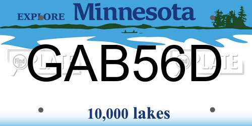GAB56D Minnesota License Plate