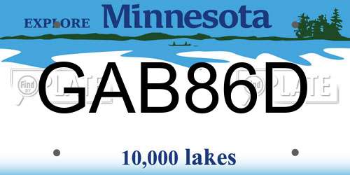 GAB86D Minnesota License Plate