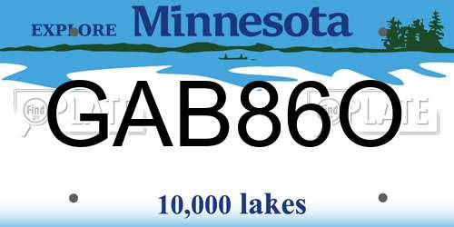 GAB86O Minnesota License Plate