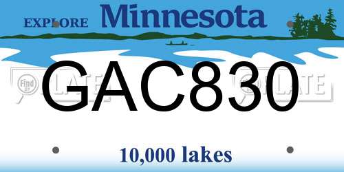 GAC830 Minnesota License Plate