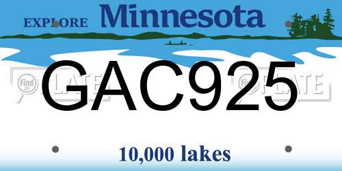 GAC925 Minnesota License Plate