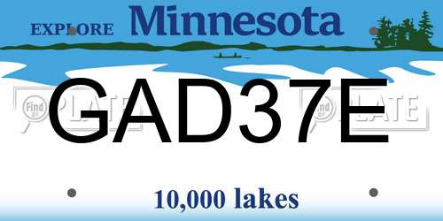 GAD37E Minnesota License Plate