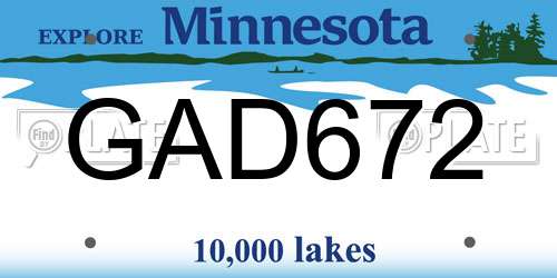 GAD672 Minnesota License Plate