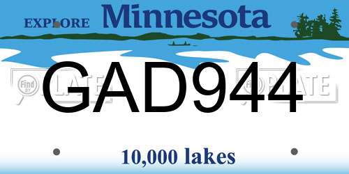 GAD944 Minnesota License Plate