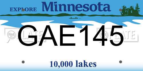 GAE145 Minnesota License Plate