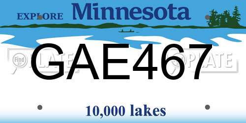 GAE467 Minnesota License Plate