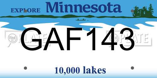 GAF143 Minnesota License Plate