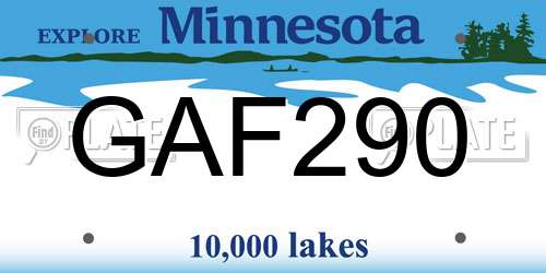 GAF290 Minnesota License Plate