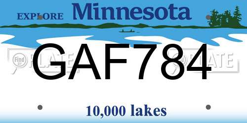 GAF784 Minnesota License Plate