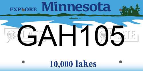 GAH105 Minnesota License Plate
