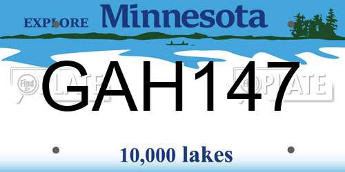 GAH147 Minnesota License Plate
