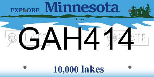 GAH414 Minnesota License Plate