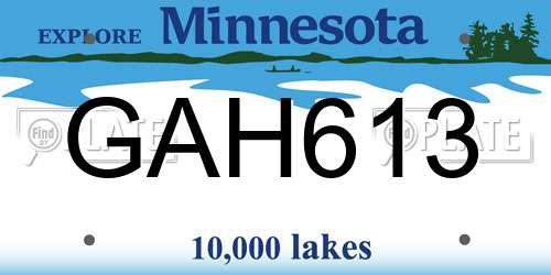 GAH613 Minnesota License Plate