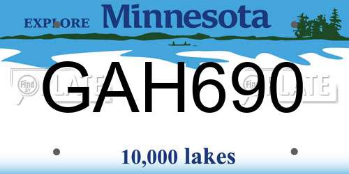 GAH690 Minnesota License Plate