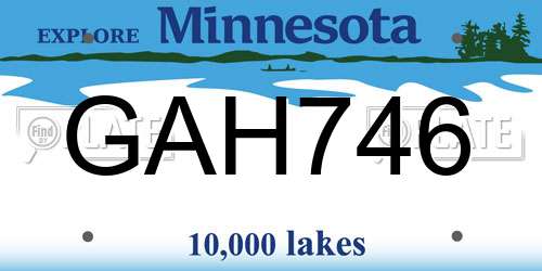 GAH746 Minnesota License Plate