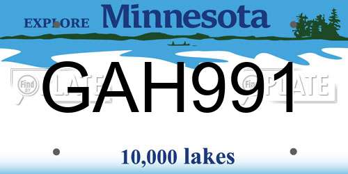 GAH991 Minnesota License Plate