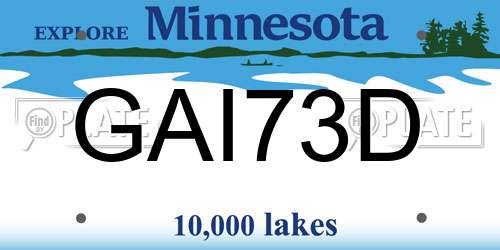 GAI73D Minnesota License Plate