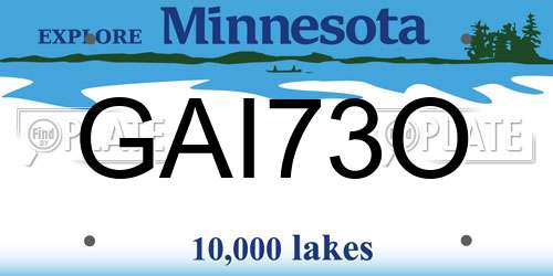 GAI73O Minnesota License Plate