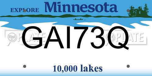 GAI73Q Minnesota License Plate