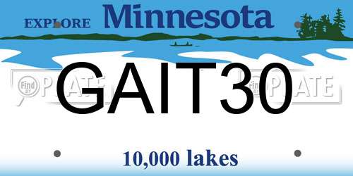 GAIT30 Minnesota License Plate