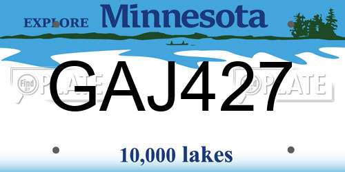 GAJ427 Minnesota License Plate