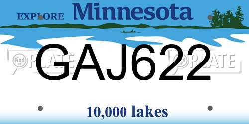 GAJ622 Minnesota License Plate