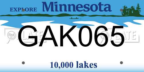 GAK065 Minnesota License Plate