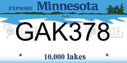 GAK378 Minnesota License Plate