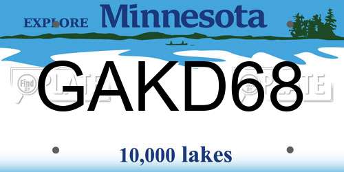 GAKD68 Minnesota License Plate