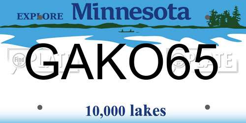 GAKO65 Minnesota License Plate