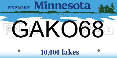 GAKO68 Minnesota License Plate