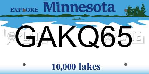 GAKQ65 Minnesota License Plate